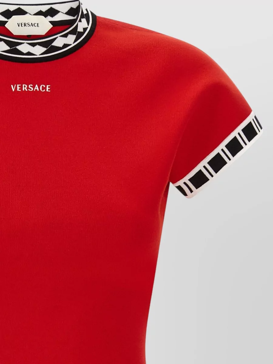 Versace Cotton Knit Short-Sleeve Mini Dress