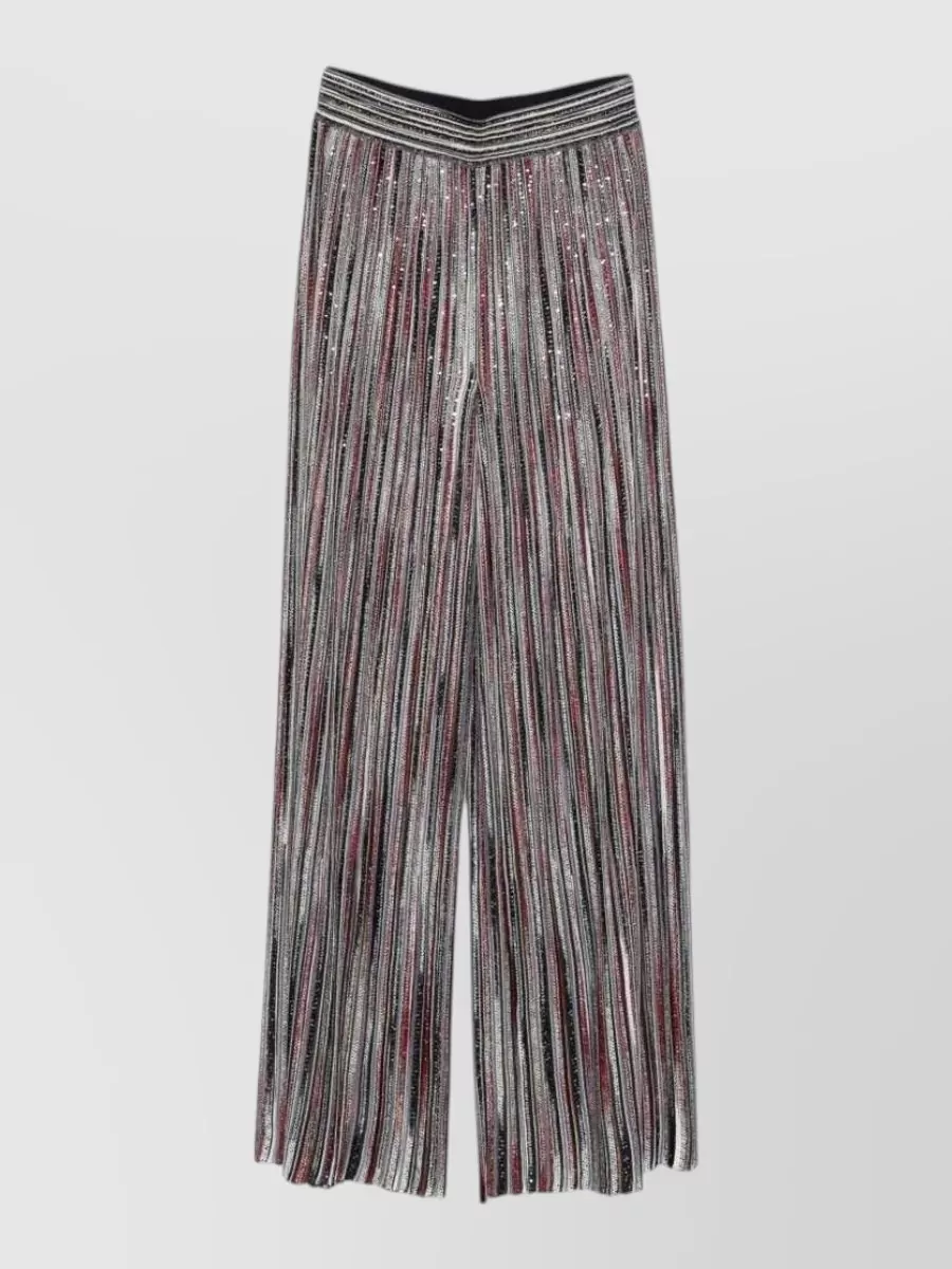 Missoni Crystal-embellished striped wide-leg trousers