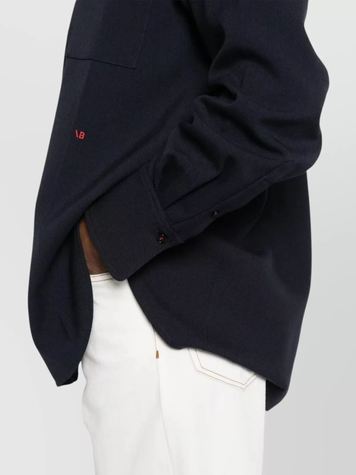 Victoria Beckham Jersey Shirt Long Sleeves Curved Hem