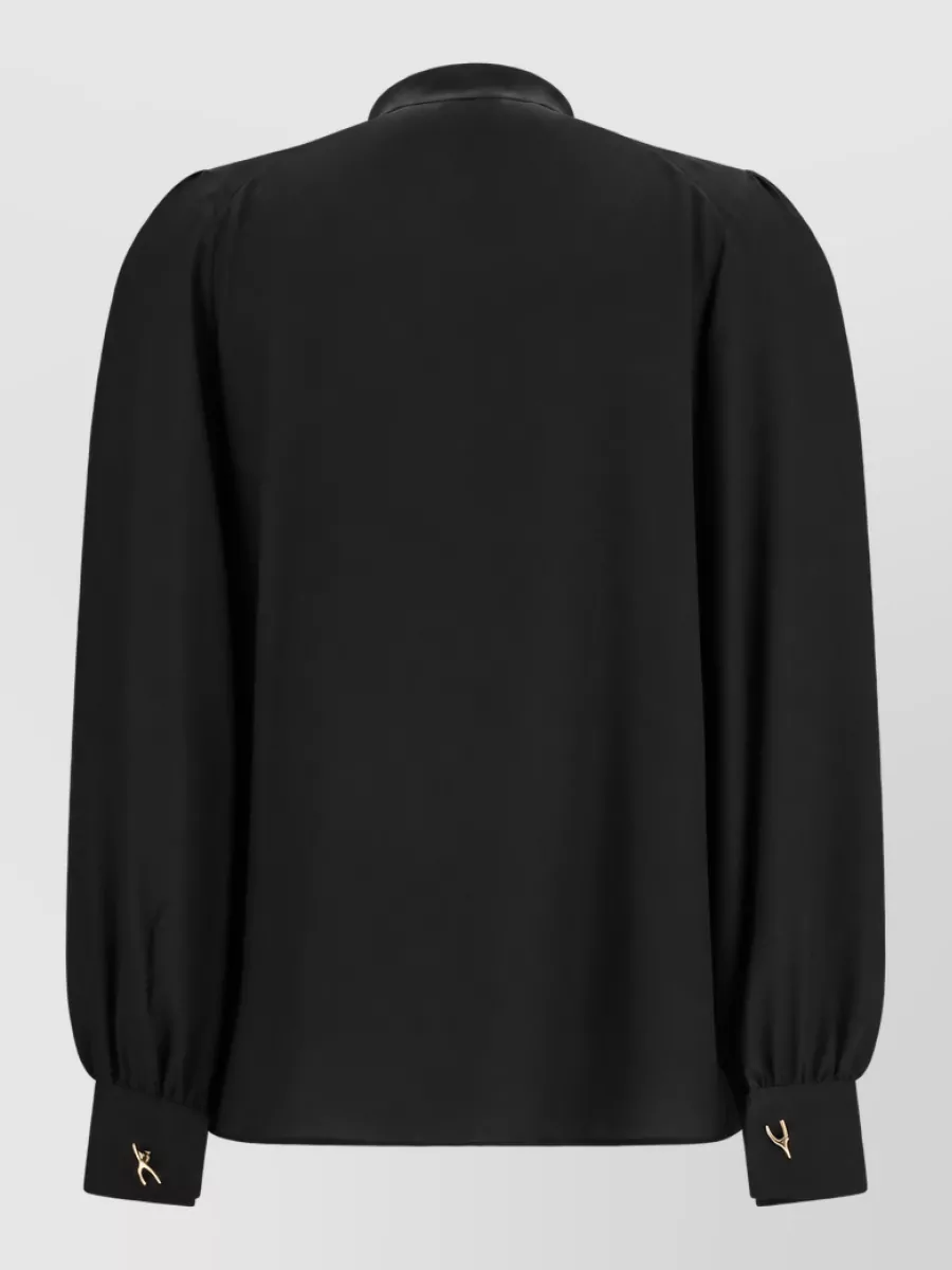 Alexander Mcqueen Silk Band Collar Puff Sleeve Blouse