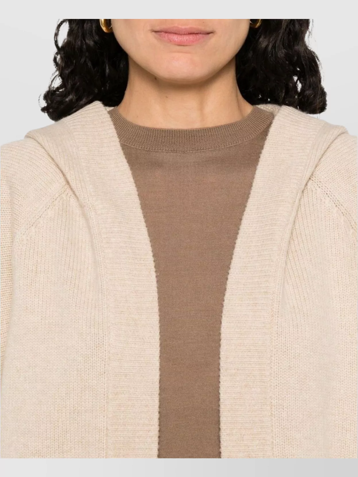 Max Mara Buttoned Drop Shoulder Hooded Ribbed Jacket