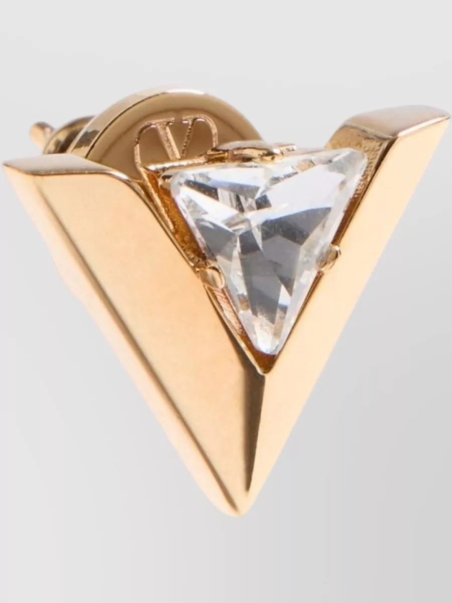 Valentino Garavani Crystal Triangle Stud Earrings Paired Design