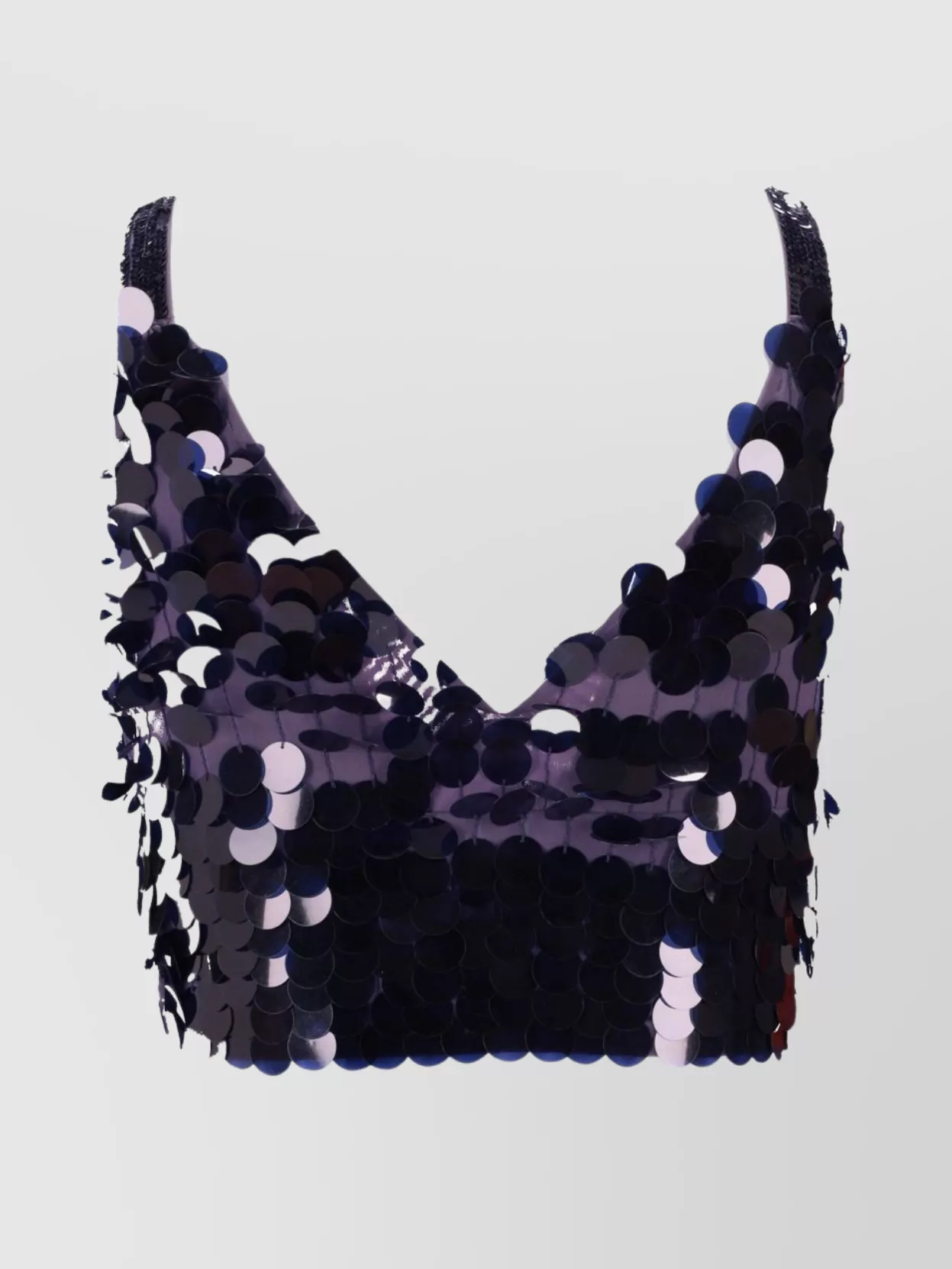 P.a.r.o.s.h Sequin Cropped Sleeveless V-neck Lingerie In Blue