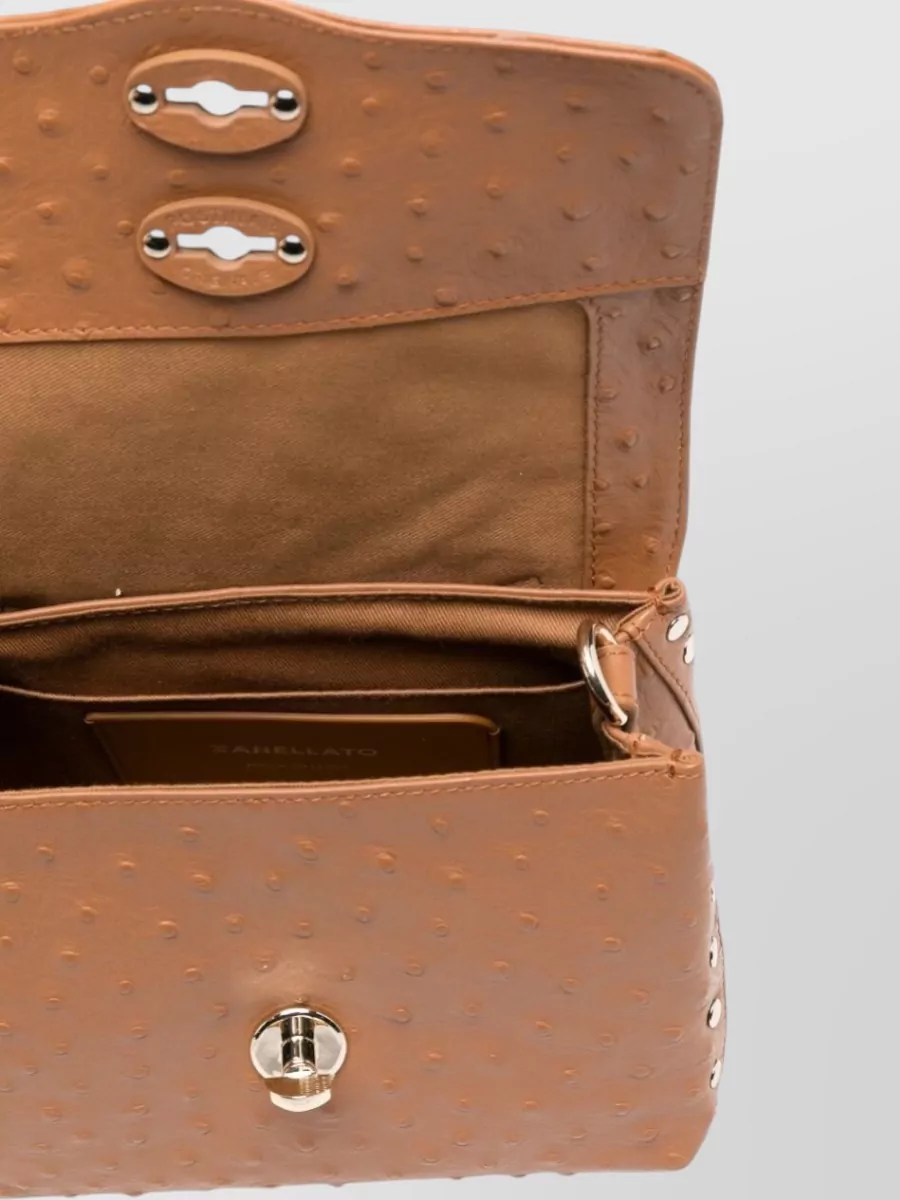 Zanellato Calf Leather Studded Crossbody Bag