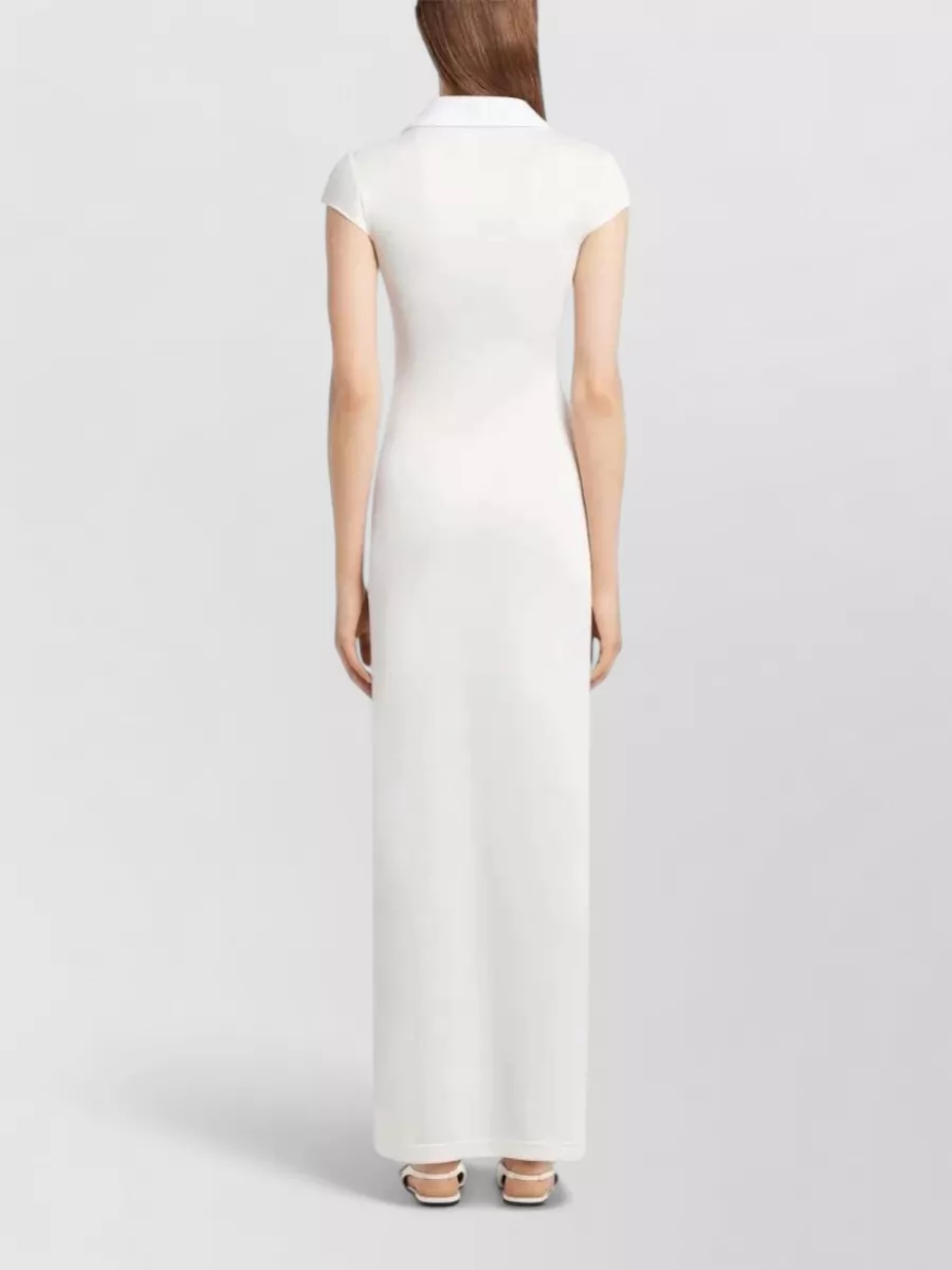 Courrèges Polo V-Neck Short-Sleeve Maxi Dress