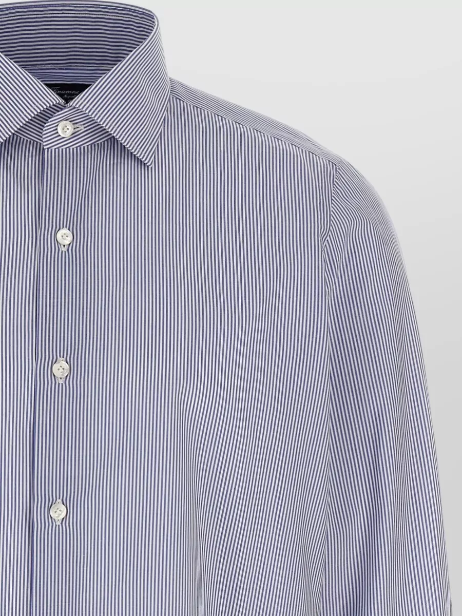 Finamore Striped Cotton Long-Sleeve Shirt
