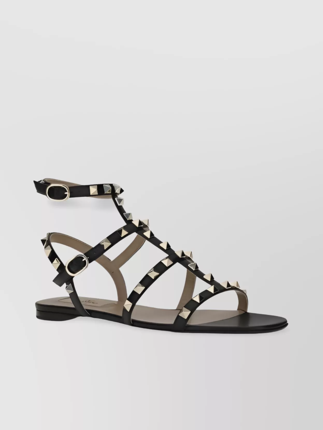 Valentino Garavani Round Toe Studded Leather Sandals