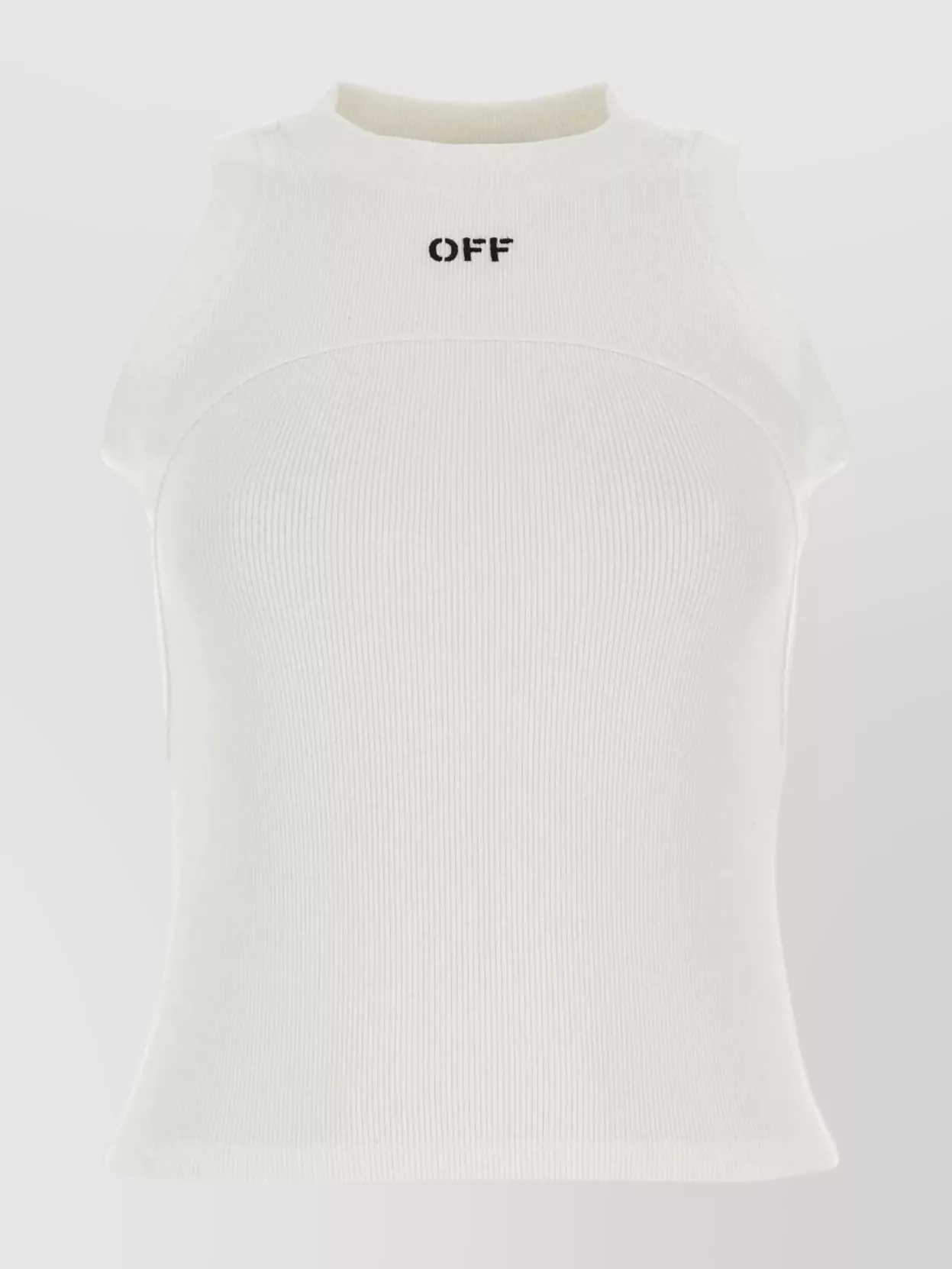 Shop Off-white Cotton Ribbed Tank Top In White