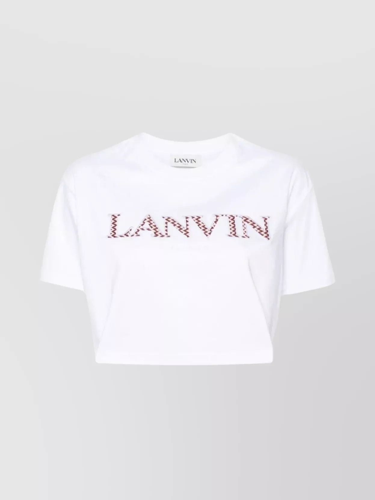 Shop Lanvin Embroidered Crew Neck Cropped Logo T-shirt