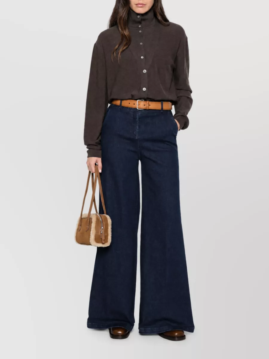 Via Masini 80 denim wide leg trousers