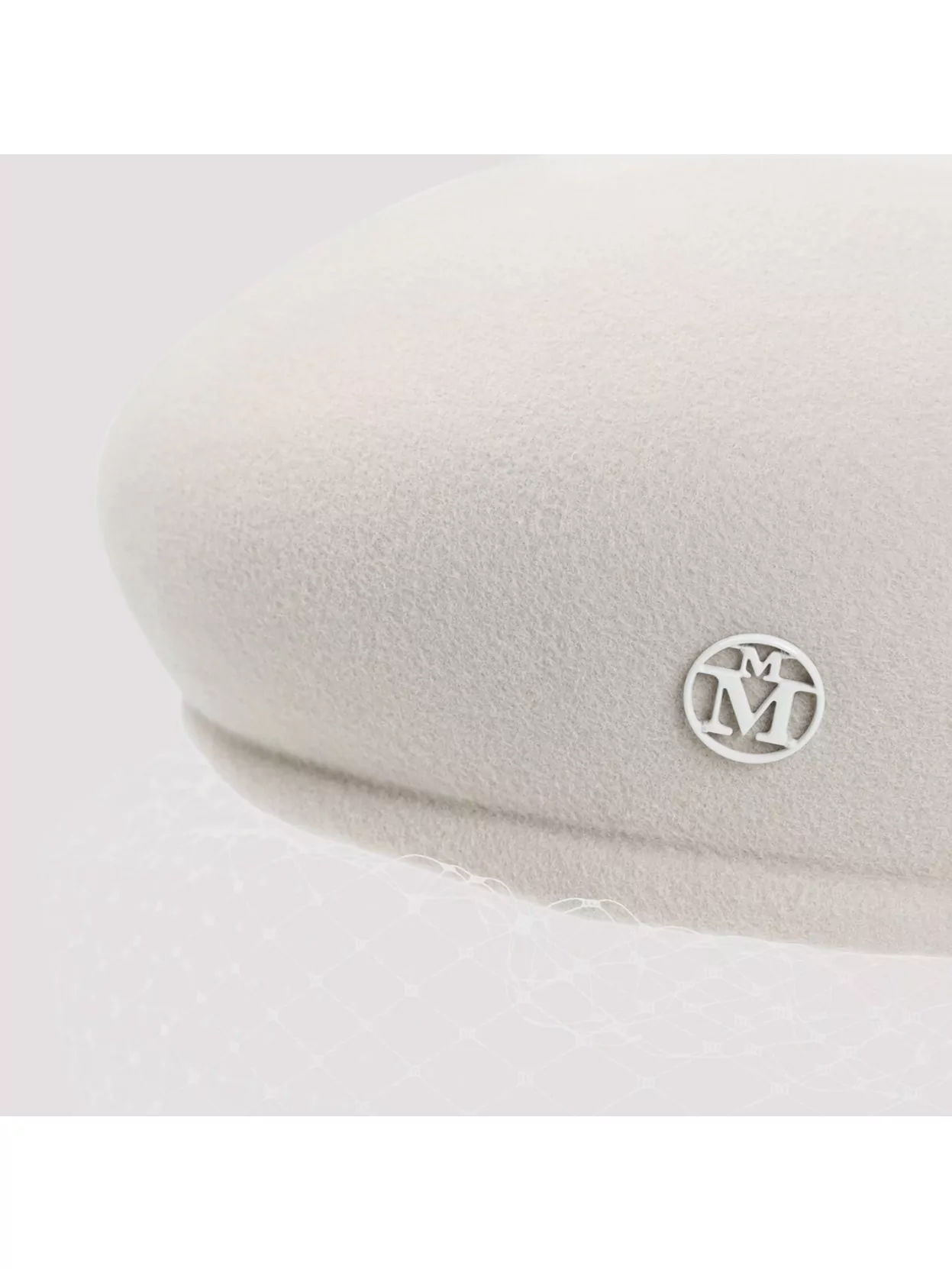 MAISON MICHEL NEW BONNIE ROUND SHAPE WOOL HAT WITH VEIL ACCENT