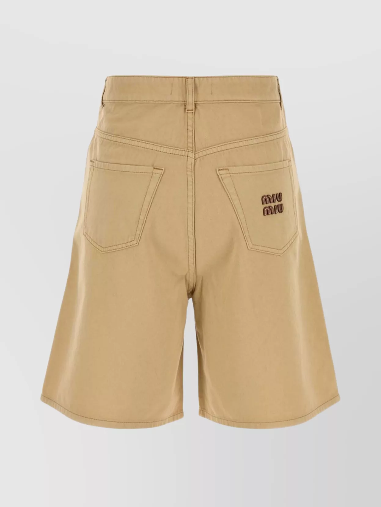 Miu Miu Bermuda Shorts With Back Pockets And Belt Loops In Brown