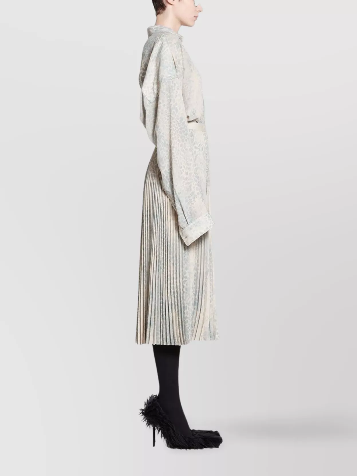 Balenciaga Pleated High Waist Midi Skirt In White