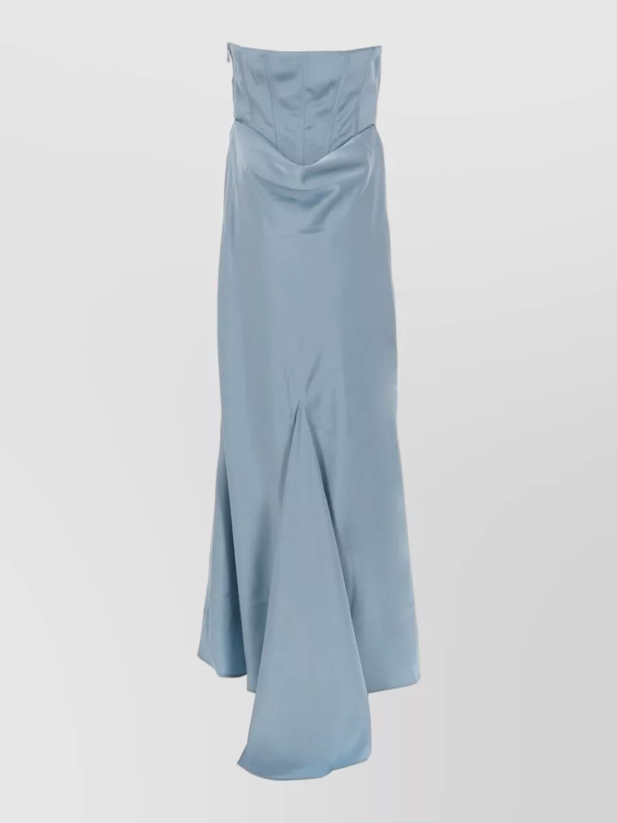 Rotate Birger Christensen Strapless Corset Maxi Dress Draped Slit