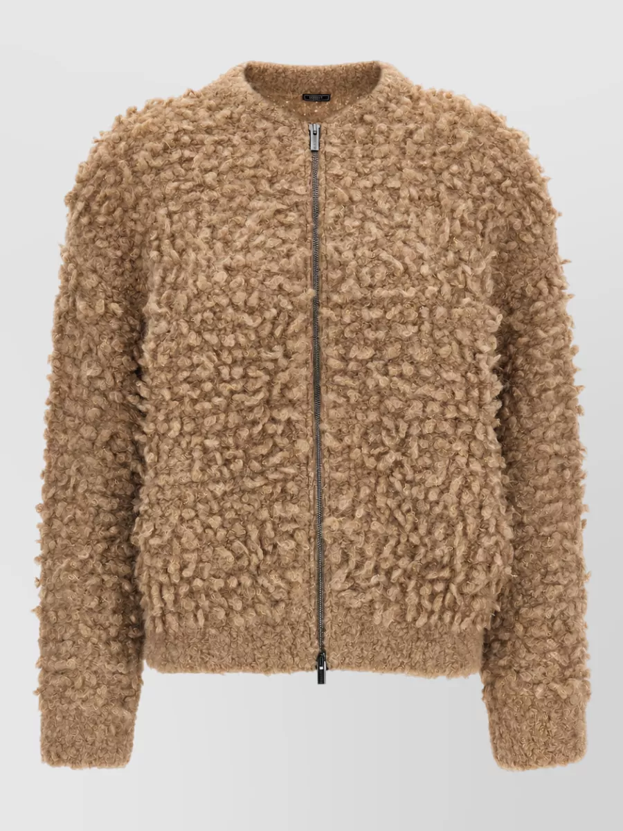 Peserico alpaca wool bouclé bomber jacket