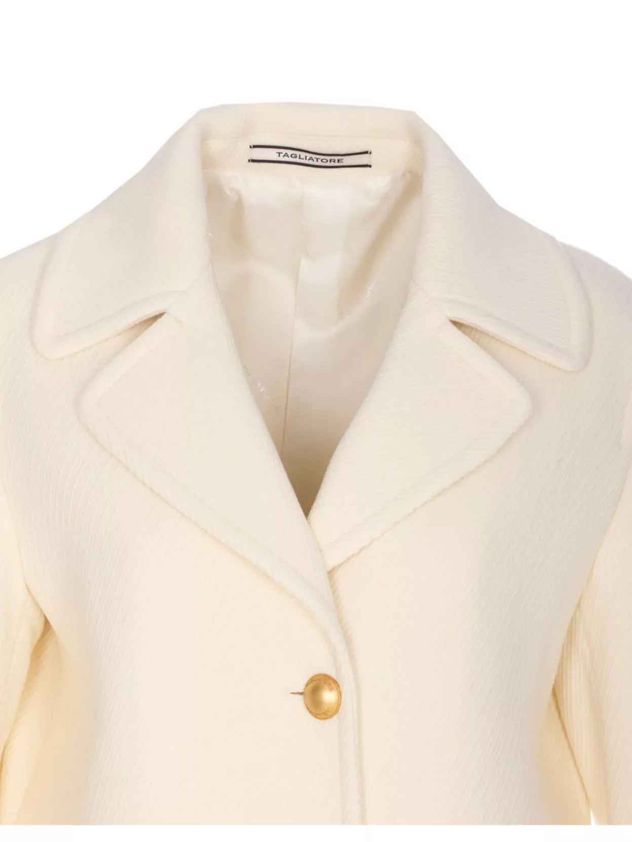 Tagliatore Longline Coat With Notched Lapels And Pockets In Neutral