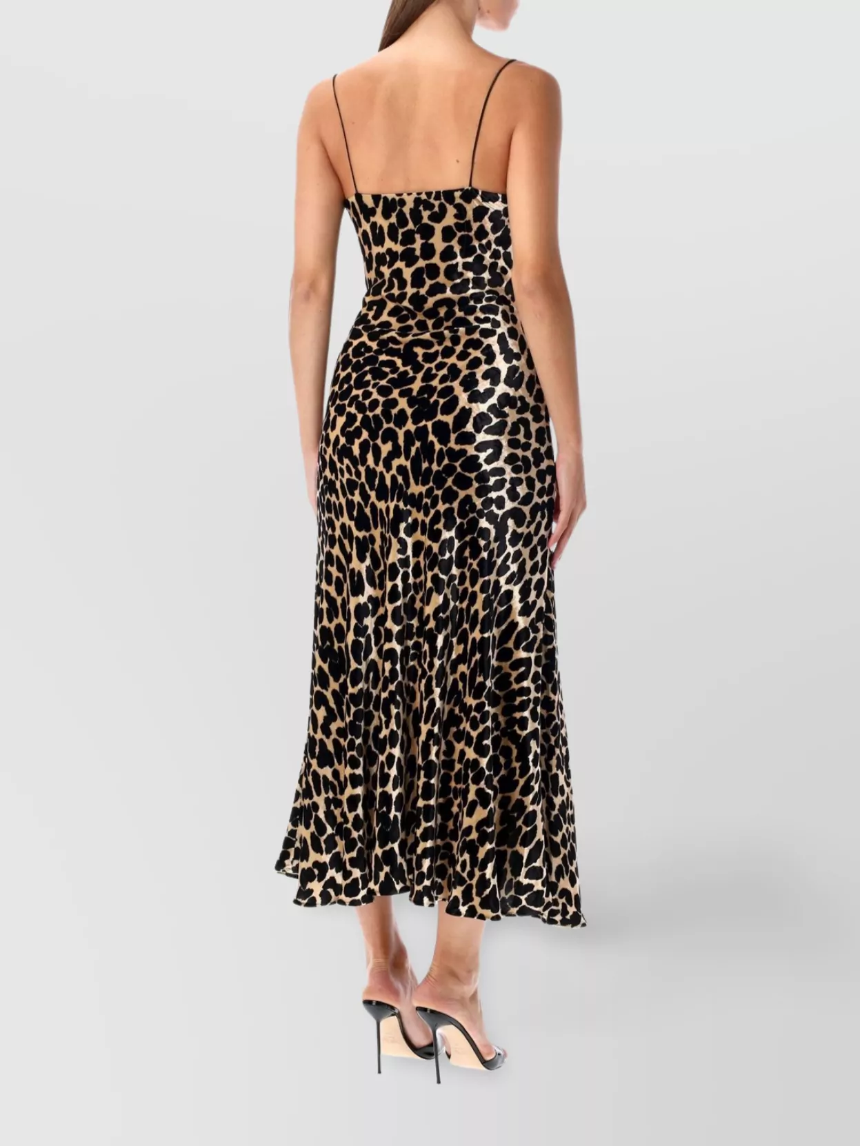 Balmain Long Leopard Print Dress Straps In Multi