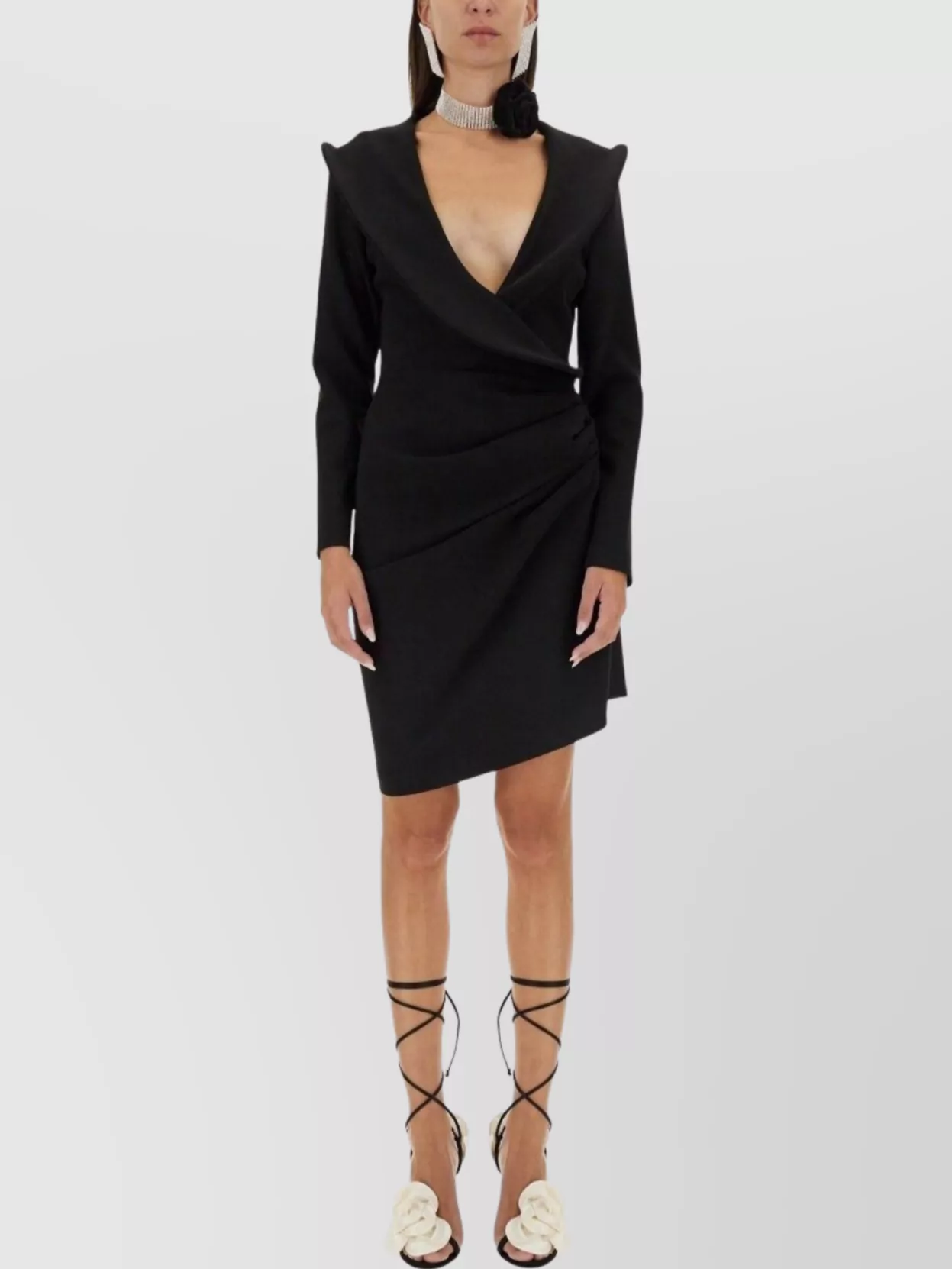 Magda Butrym Sculptural Mini Dress Featuring V-neckline