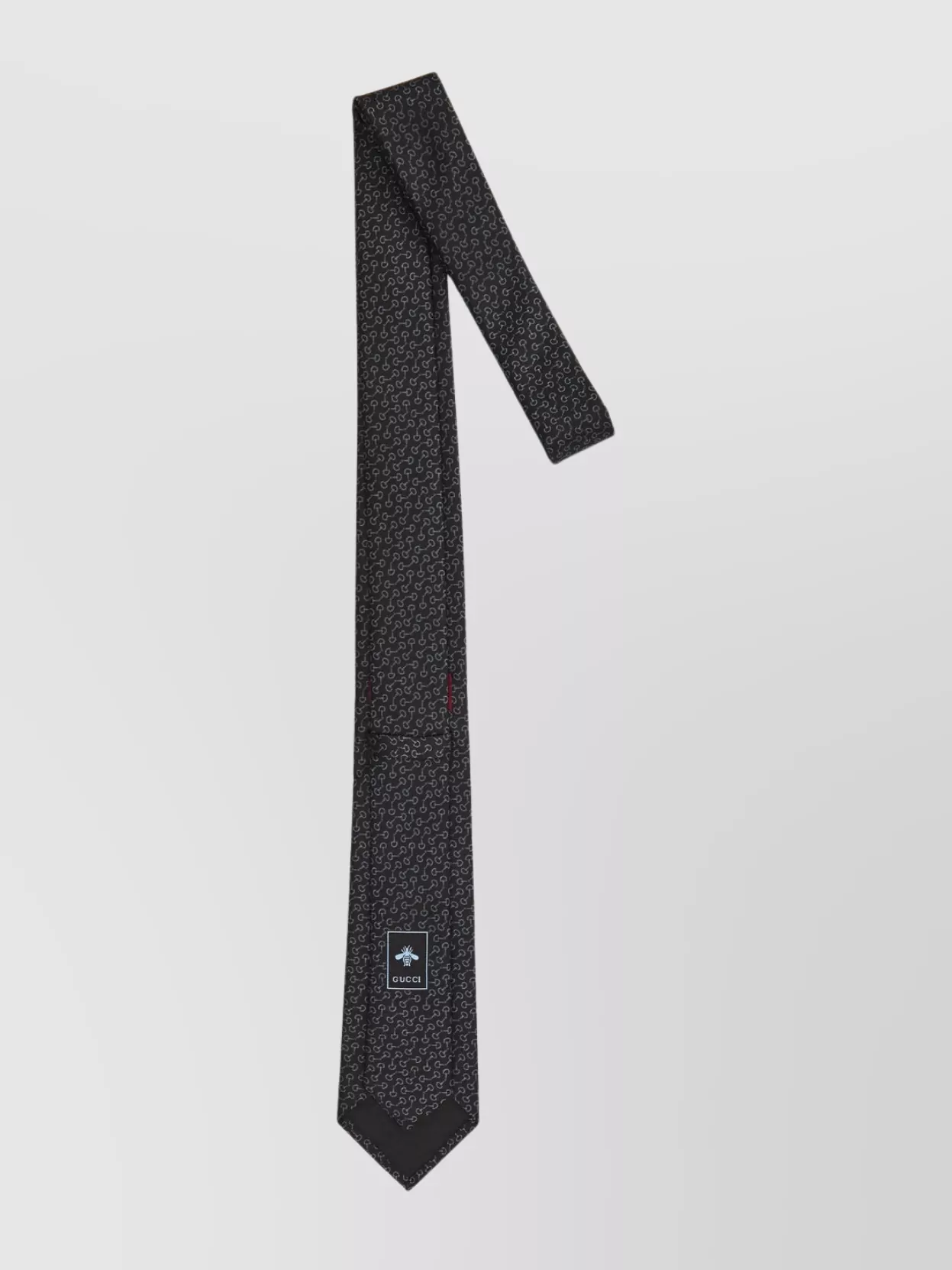Gucci Slim Jacquard Silk Tie With Bit Pattern In Black
