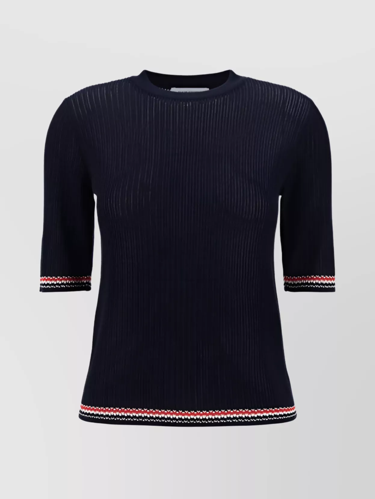 Shop Thom Browne Top With Ribbed Texture And Striped Detail