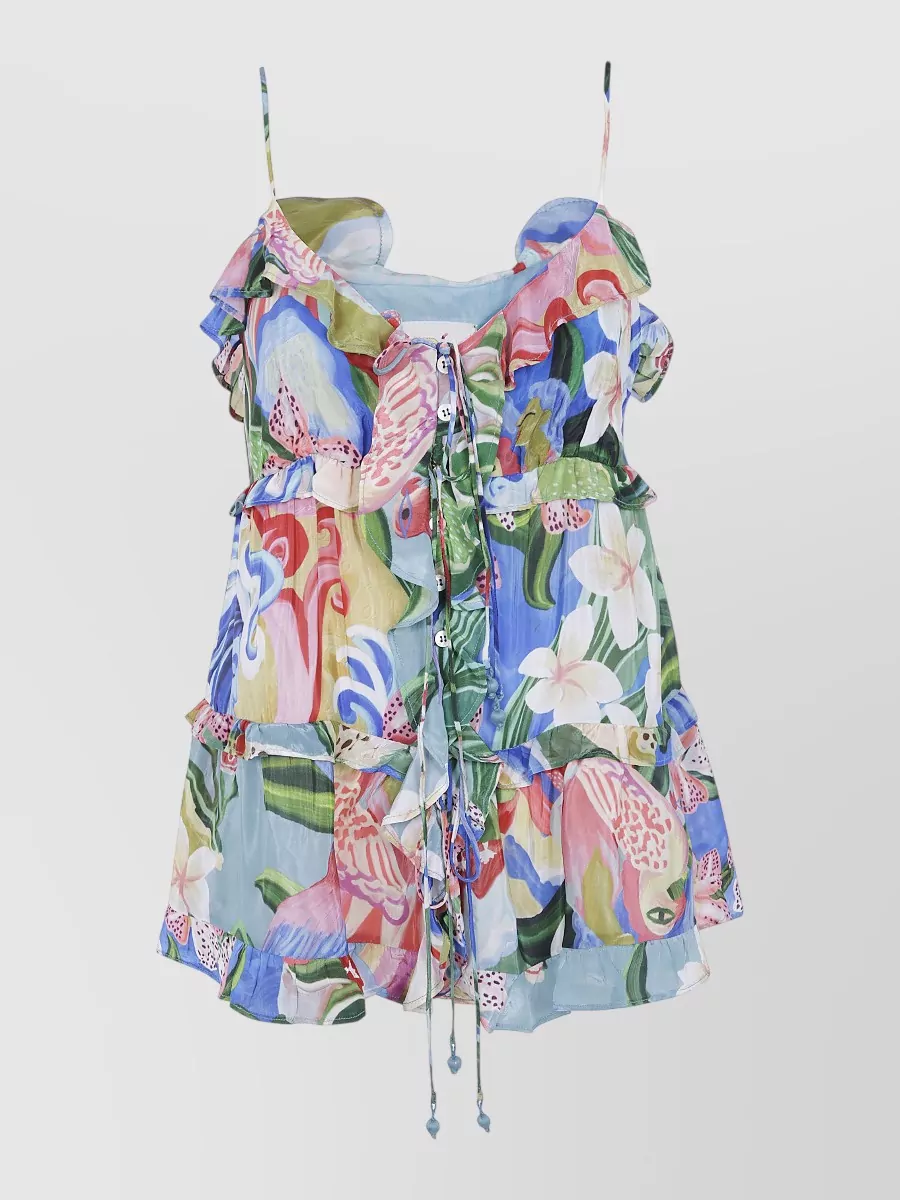 Farm Rio Garden Of Life Ruffled Blouse
