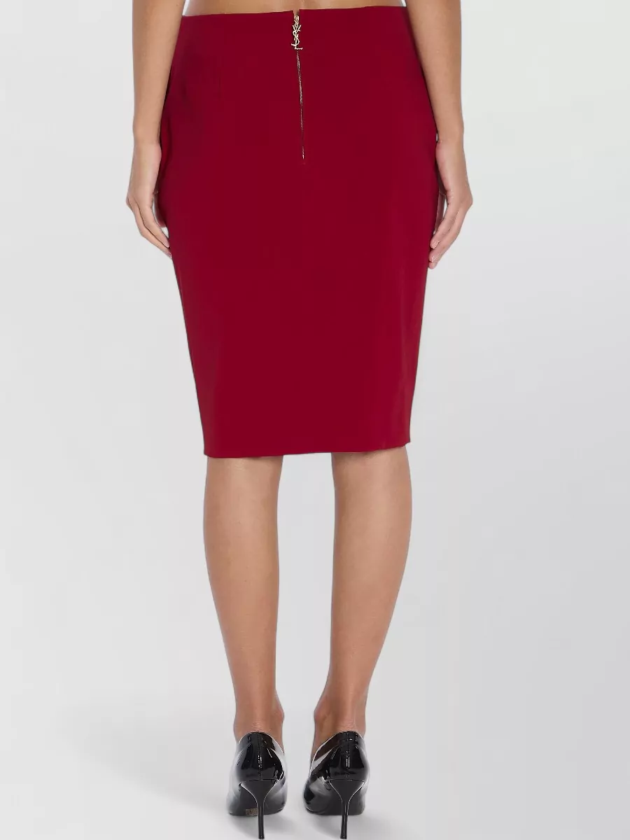 Saint Laurent Satin Pencil Skirt Mid Rise Waist