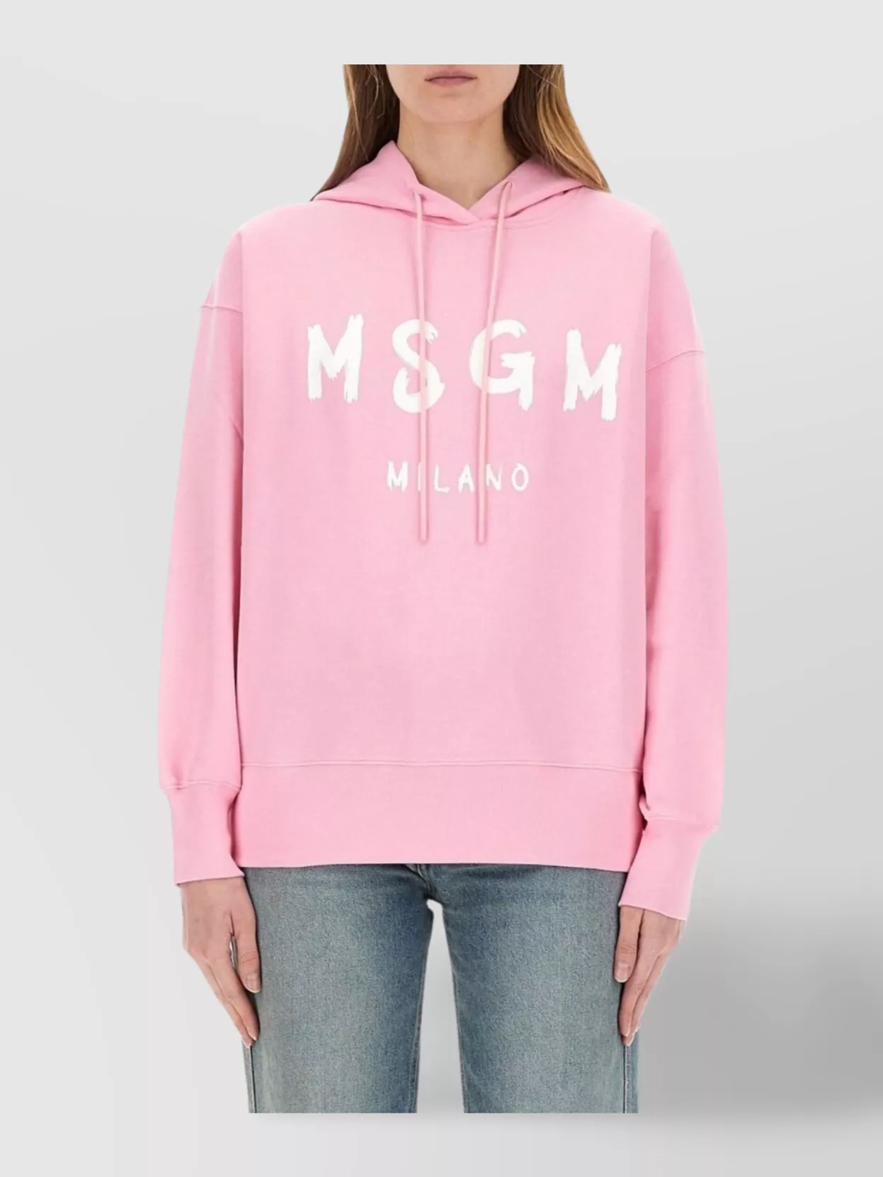 MSGM HOODED SWEATSHIRT WITH DRAWSTRING AND RIBBED FINISH