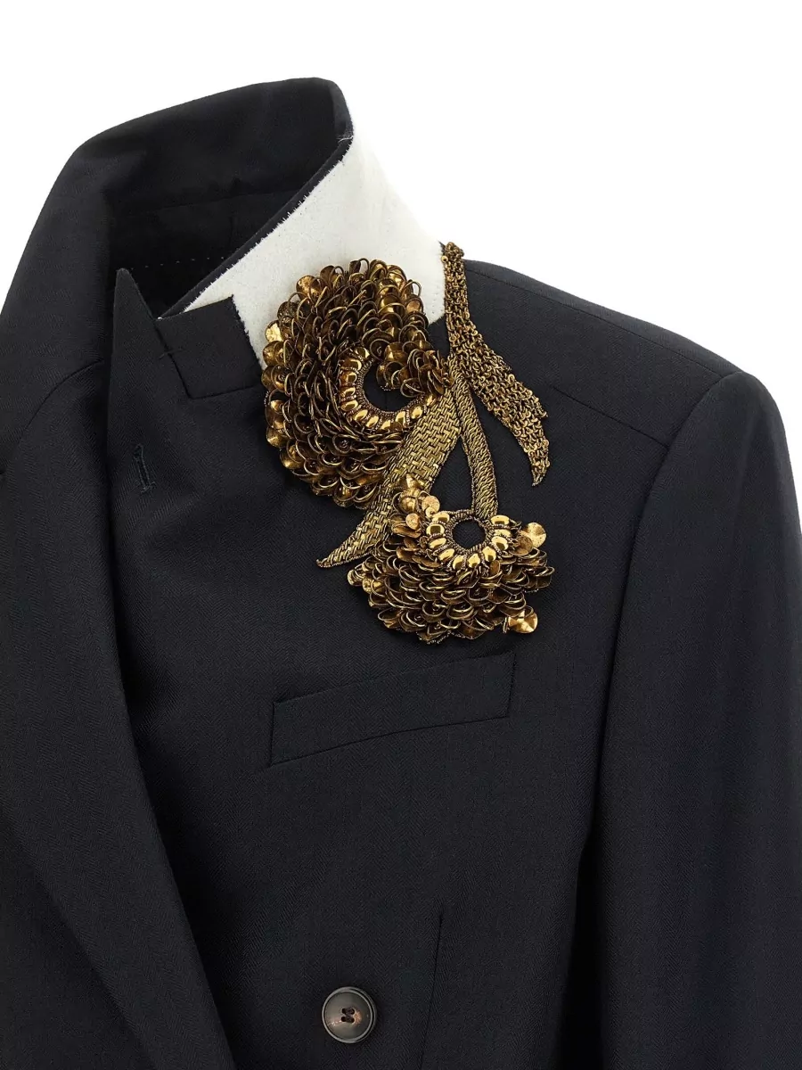 Dries Van Noten Wool Double-Breasted Embellished Blazer