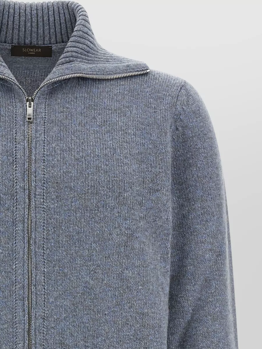 Zanone Virgin Wool High-Neck Zip Cardigan