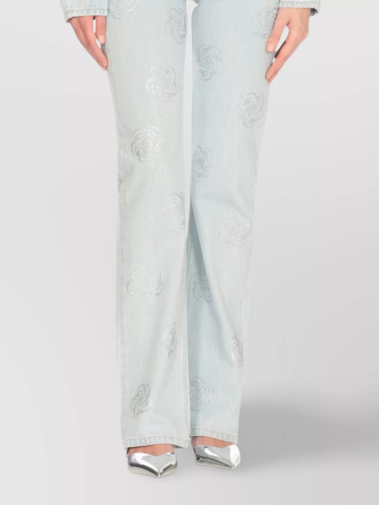 Rotate Straight Trousers Strass All-Over