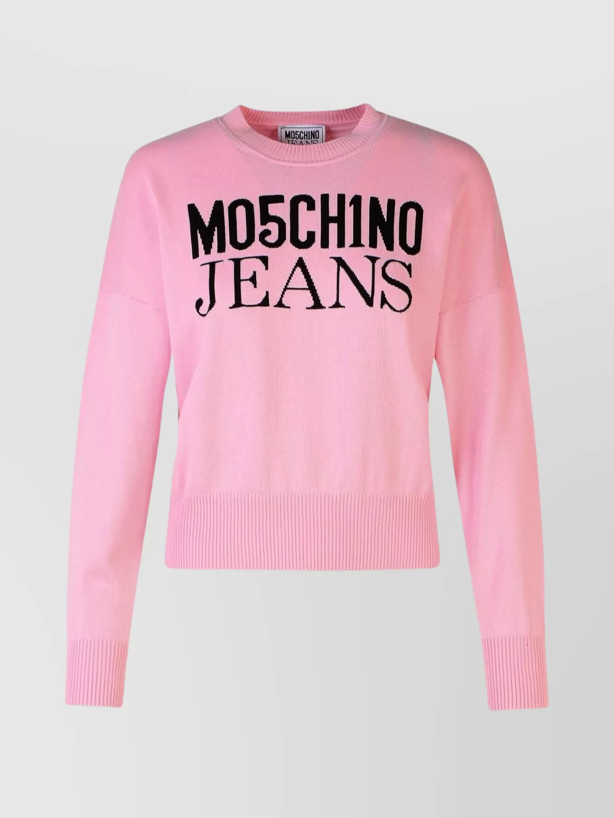 Moschino Crew Neck Knit Sweater In Pink