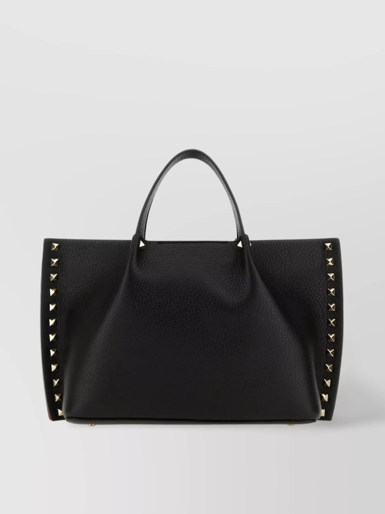 Shop Valentino Structured Rockstud Leather Handbag With Metal Studs In Black