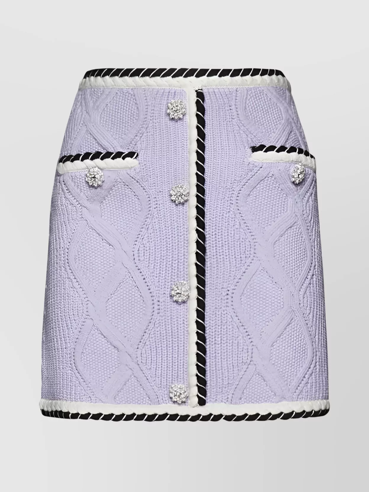 Shop Self-portrait Embellished Cable Knit Mini Skirt In Pastel