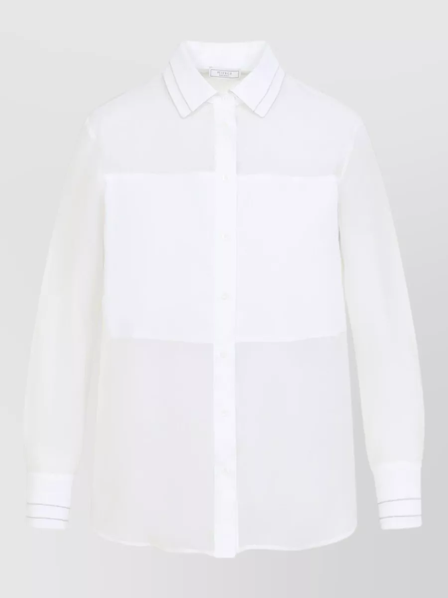 Peserico Organza Shirt Collared Neck Long Sleeves Sheer