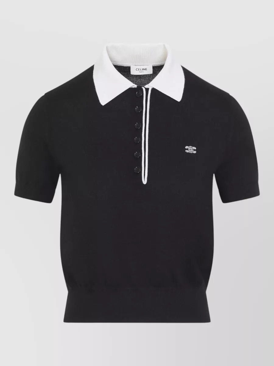 Celine cashmere silk polo knit top