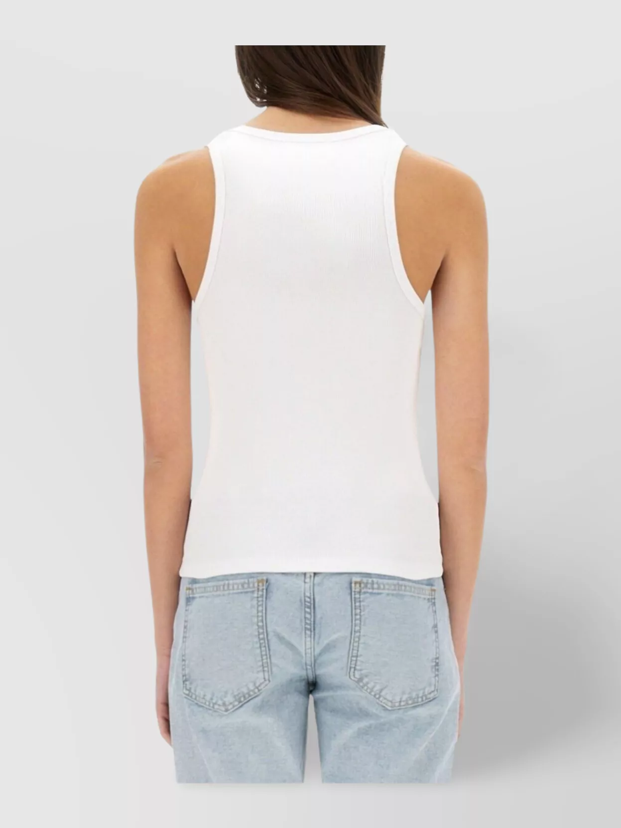 Moschino Logo Sleeveless Ribbed Texture Slim Fit Tops