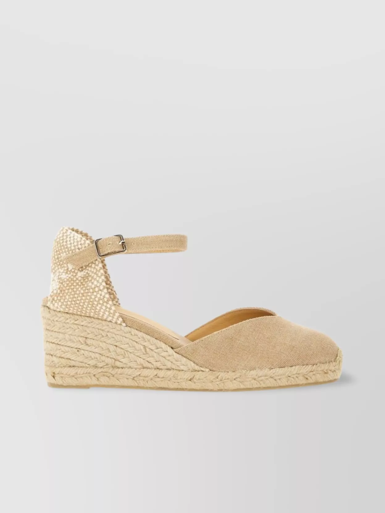 Castaner Wedge Espadrille Peep Toe Textured Fabric