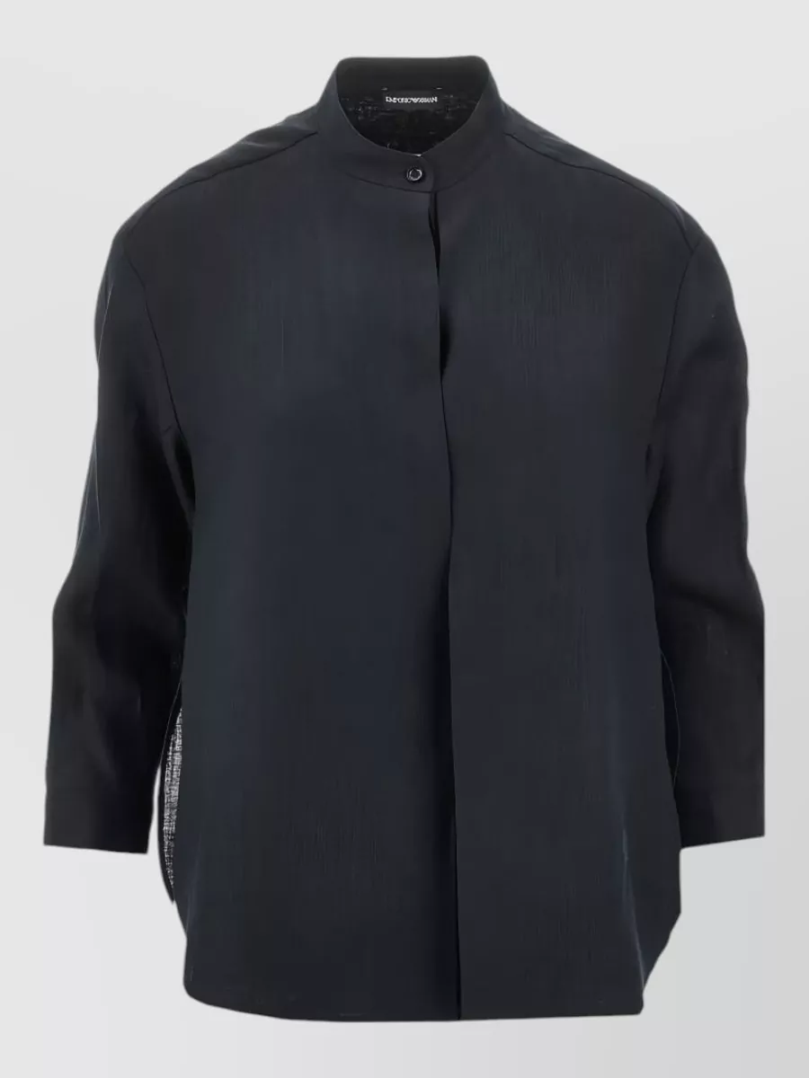 Emporio Armani Linen three quarter sleeve stand collar jacket