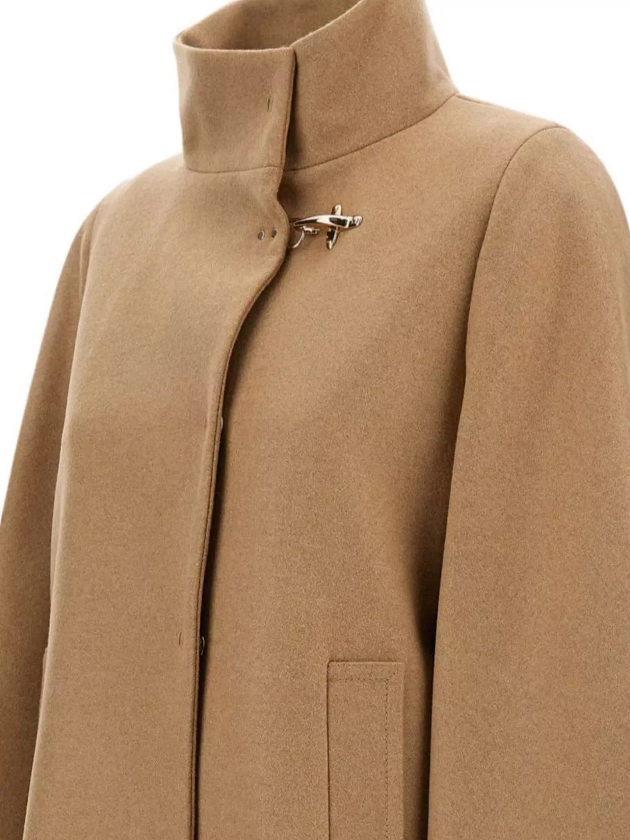 Fay Structured Jacket With Pockets And High Collar In Nude