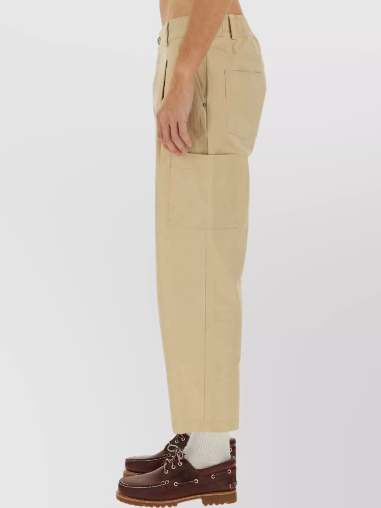 Drôle De Monsieur Elastic Waistband Cropped Trousers Pockets