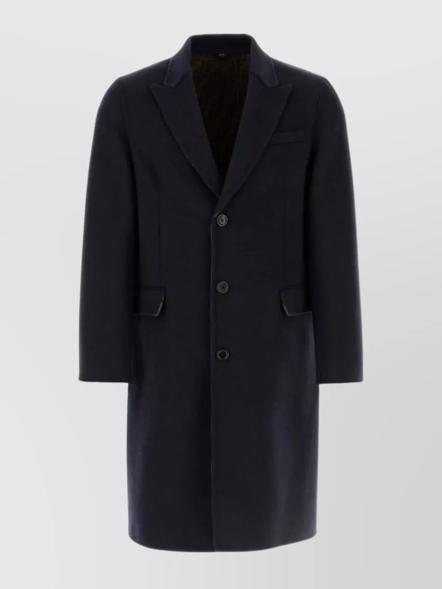 Shop Fendi Tailored Wool Blend Coat In Blue