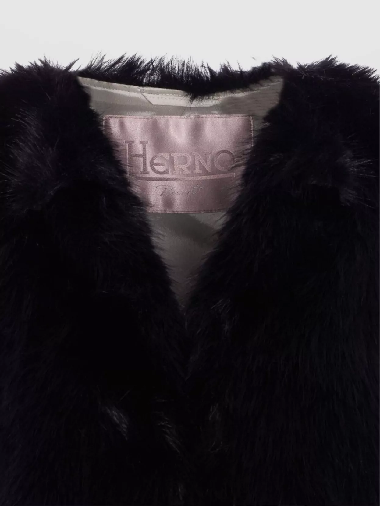 Herno Black Sleeveless Vest With Concealed Closure On The Front In Ecofur Woman In Black