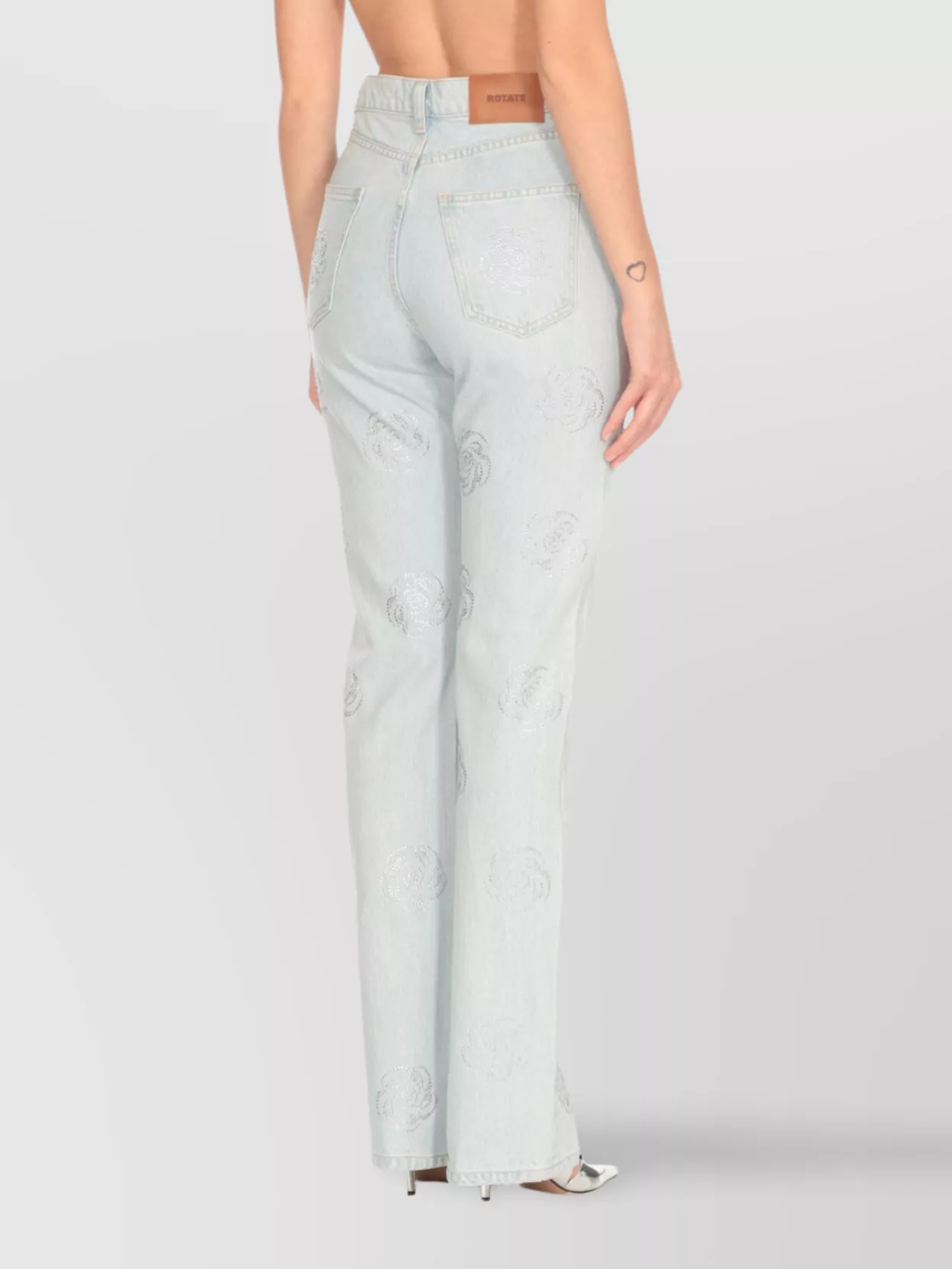 Rotate Straight Trousers Strass All-Over