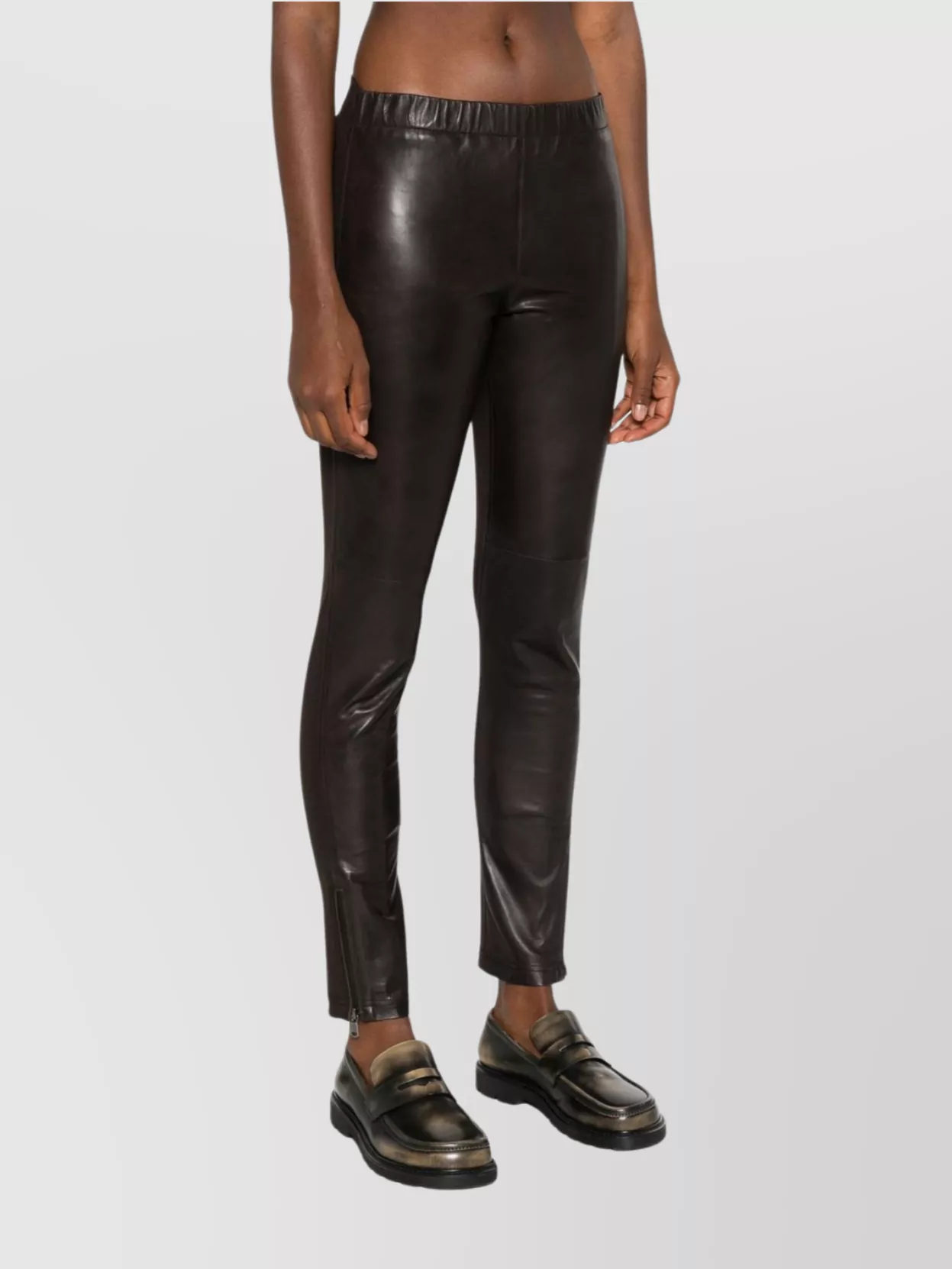 P.a.r.o.s.h Dark Brown Maciock Panelled Leggings