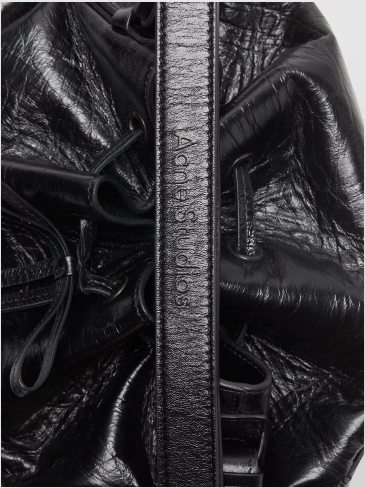 Acne Studios Leather Charm Shoulder Bag With Ruffled Detailing