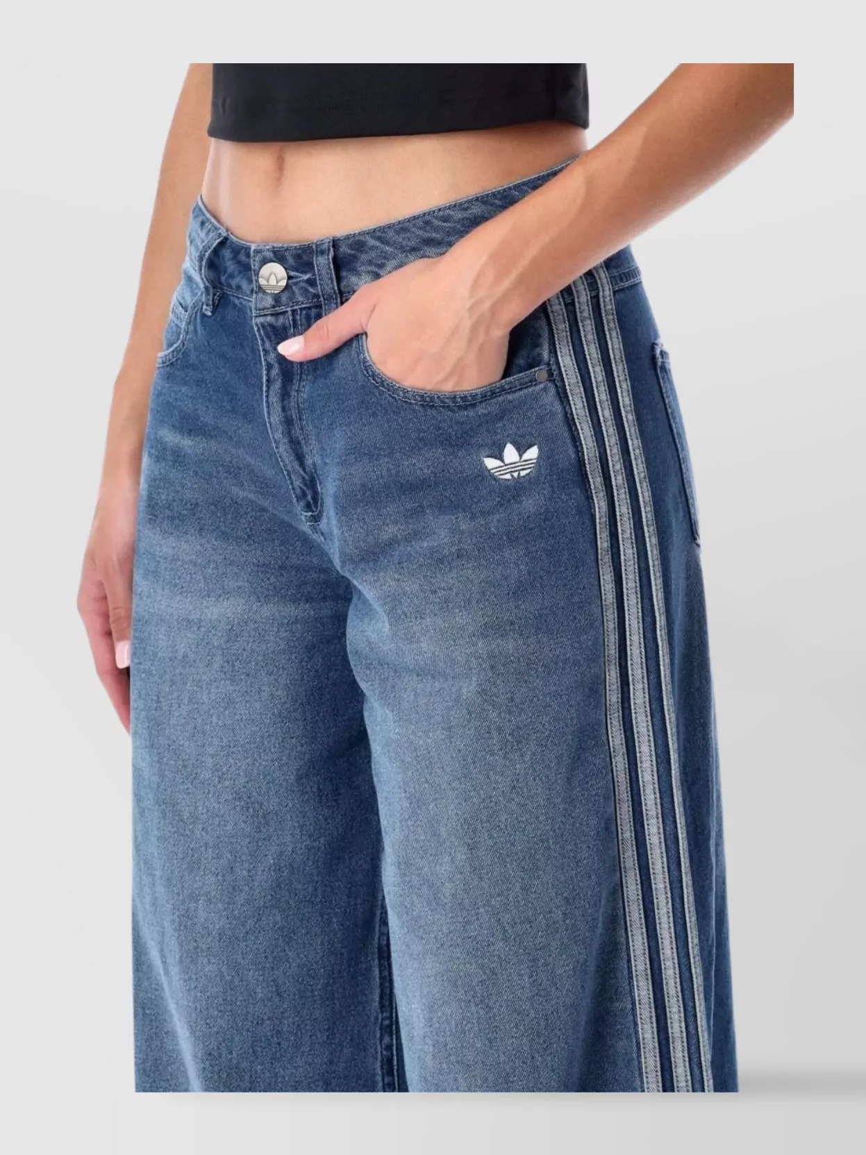 Adidas Originals Relaxed Fit Denim Trousers 3-Stripes