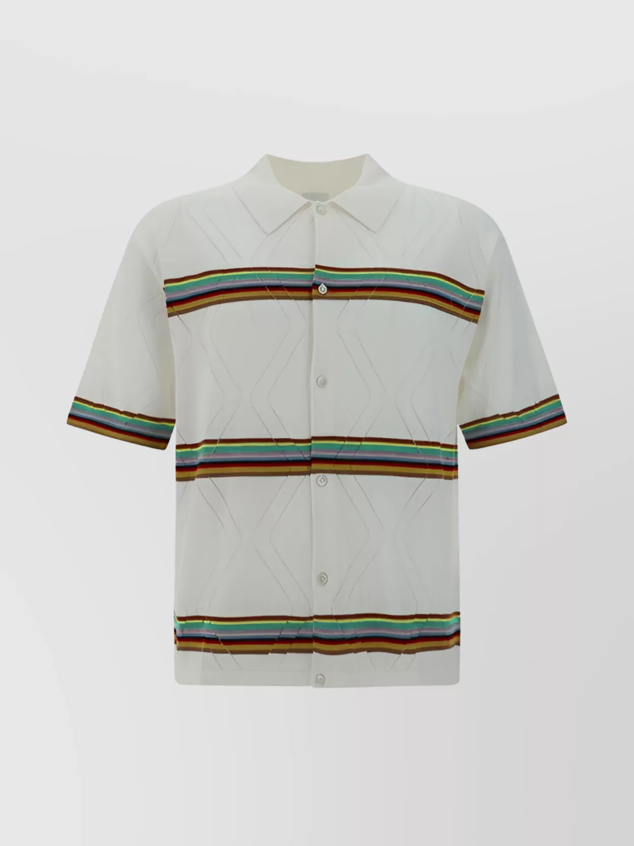 Shop Paul Smith Striped Collar Shirt With Zig Zag Stitching