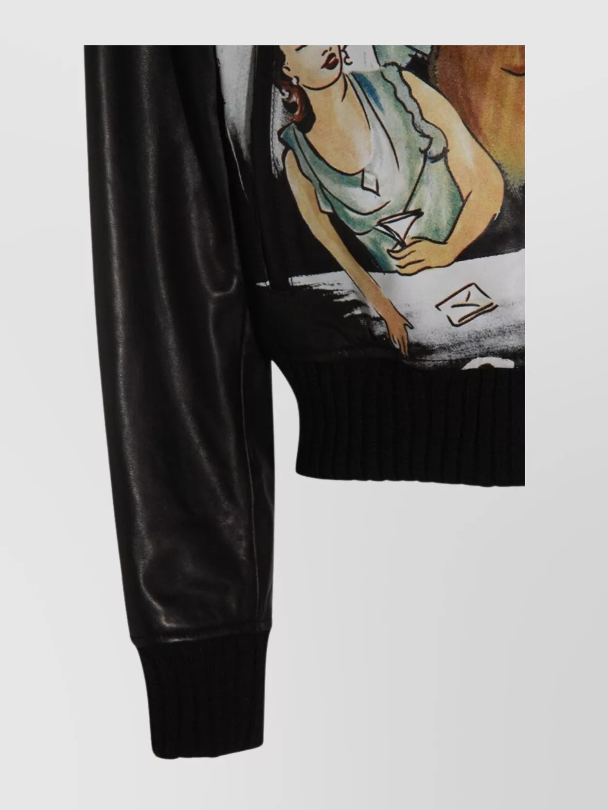 Amiri Graphic Print Leather Jacket With Collared Neck