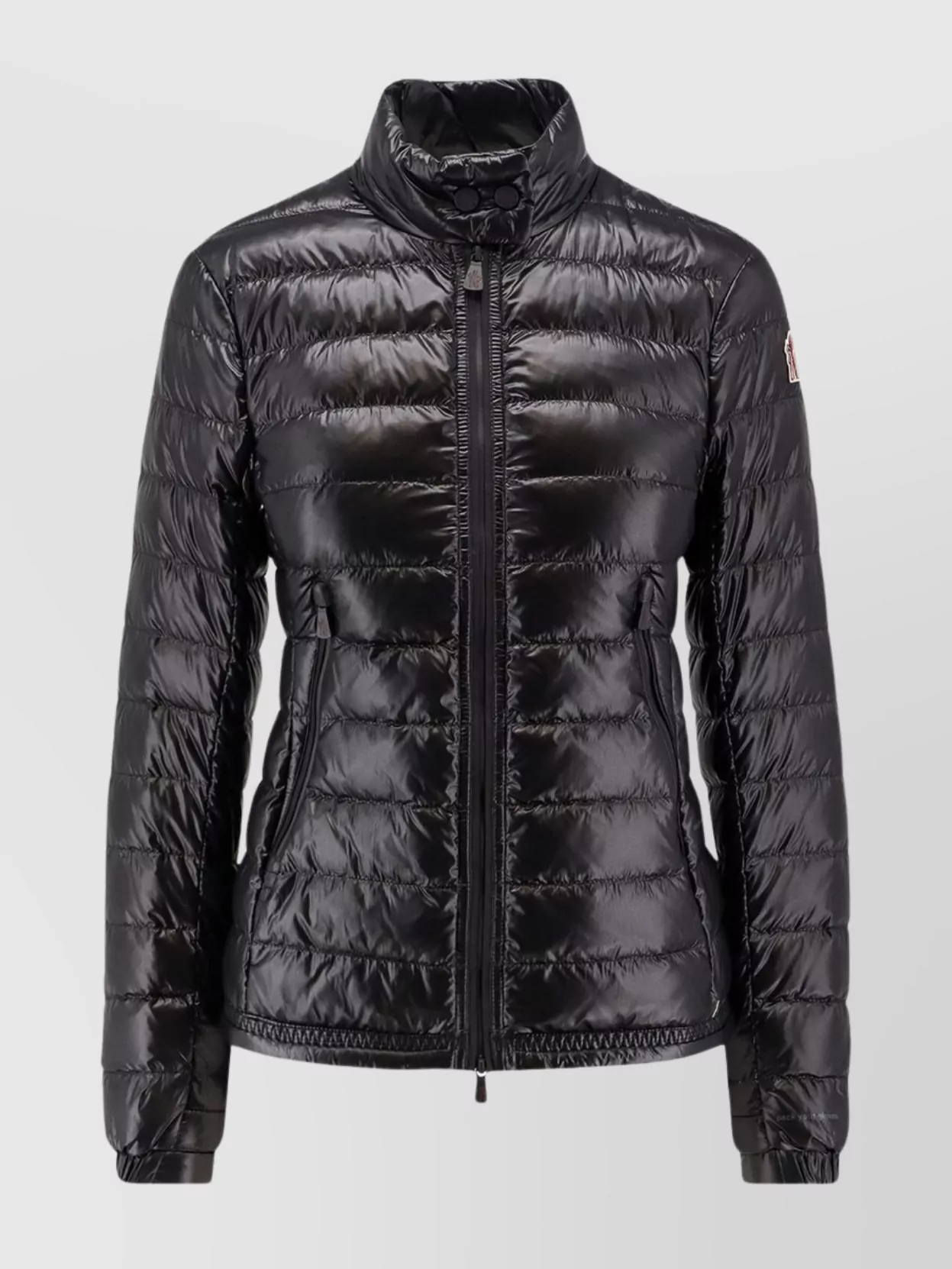 Moncler Nylon Down Jacket High Collar In Brown