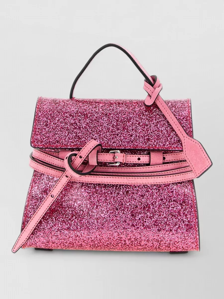Moschino Leather glitter shoulder bag